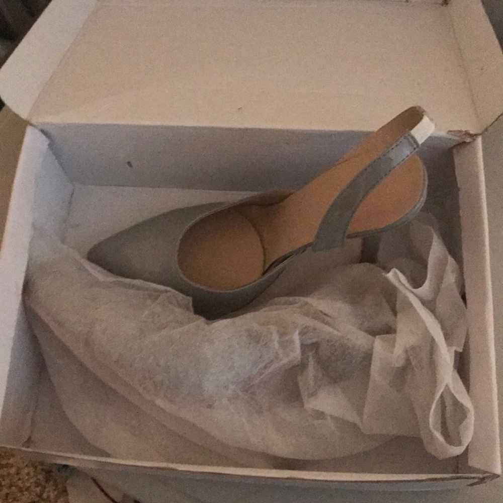 Gray sling back heels